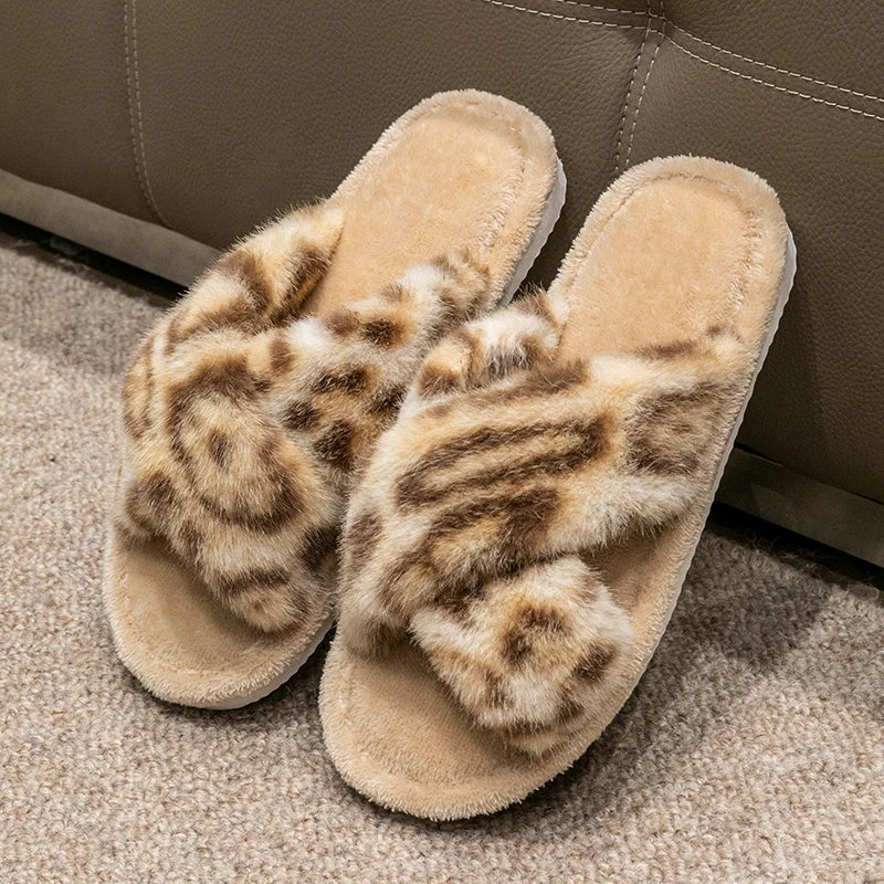 Men's Leopard Print Slide Slippers - Breathable Open-Toe House Shoes with Non-Slip Soft Sole, Comfortable Unisex Indoor/Outdoor