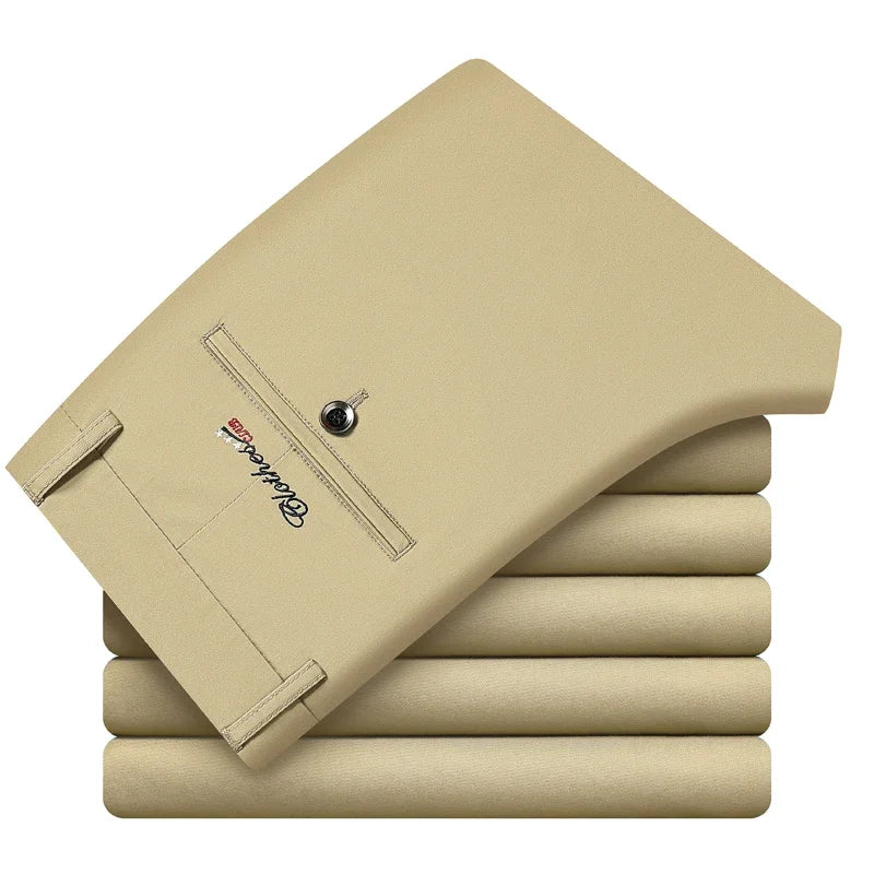 6 Colors Casual Shorts Men Summer New Fashion Business Straight Elastic Thin Short Pants High Quality Male Clothes Khaki Beige