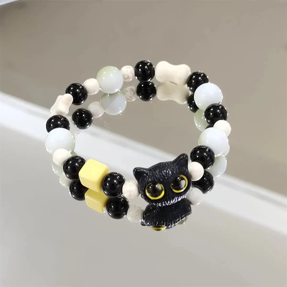 Matching Bracelets Couples Women Men Luminous Cute Cat Friendship Bracelete Black White Cat Head Bangles Glow In The Dark Gift