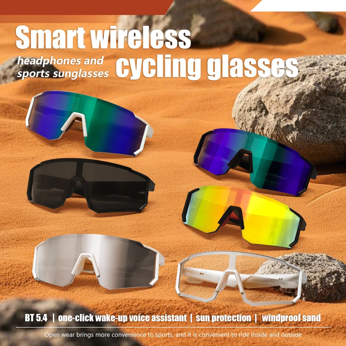 LIGE New Smart Cycling Glasses Men AI Voice Assistant Smart Sunglasses Outdoor Sport Bluetooth Call Music Smart Glasses Women