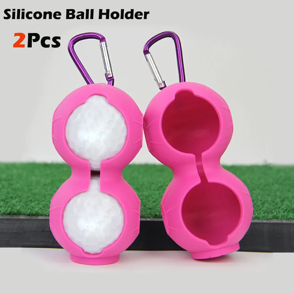 2Pcs Portable Mini Golf Ball Bag Protective Cover Soft Silicone Waist Holder Fall Resistant Keyring Golfing Accessories 2 Balls