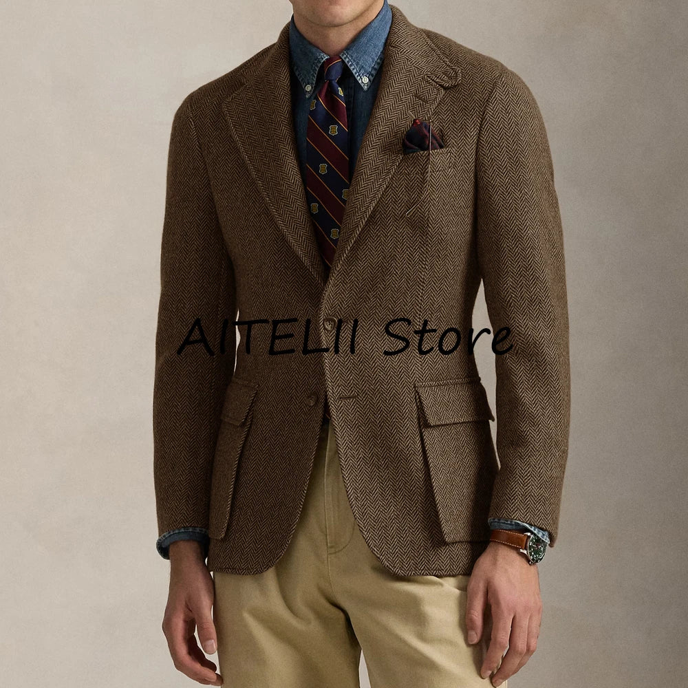 Versatile New Jackets Man Winter Men's Herringbone Jacket Male Winter Coat Lapel Casual Mens Coats Men's Autumn Clothes Mantel