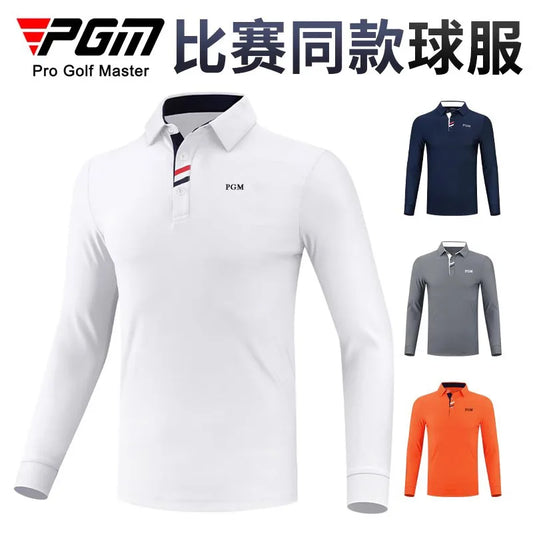 PGM golf clothing men's long-sleeved t-shirt autumn and winter golf warm top clothing men's lapel Polo shirt