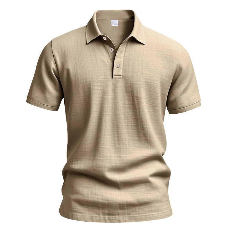 Daily Casual Short Sleeve Linen Polo Shirt Mens Fashion Buttoned turn-down collar Tops Men Spring Summer Breathable Polo Shirt