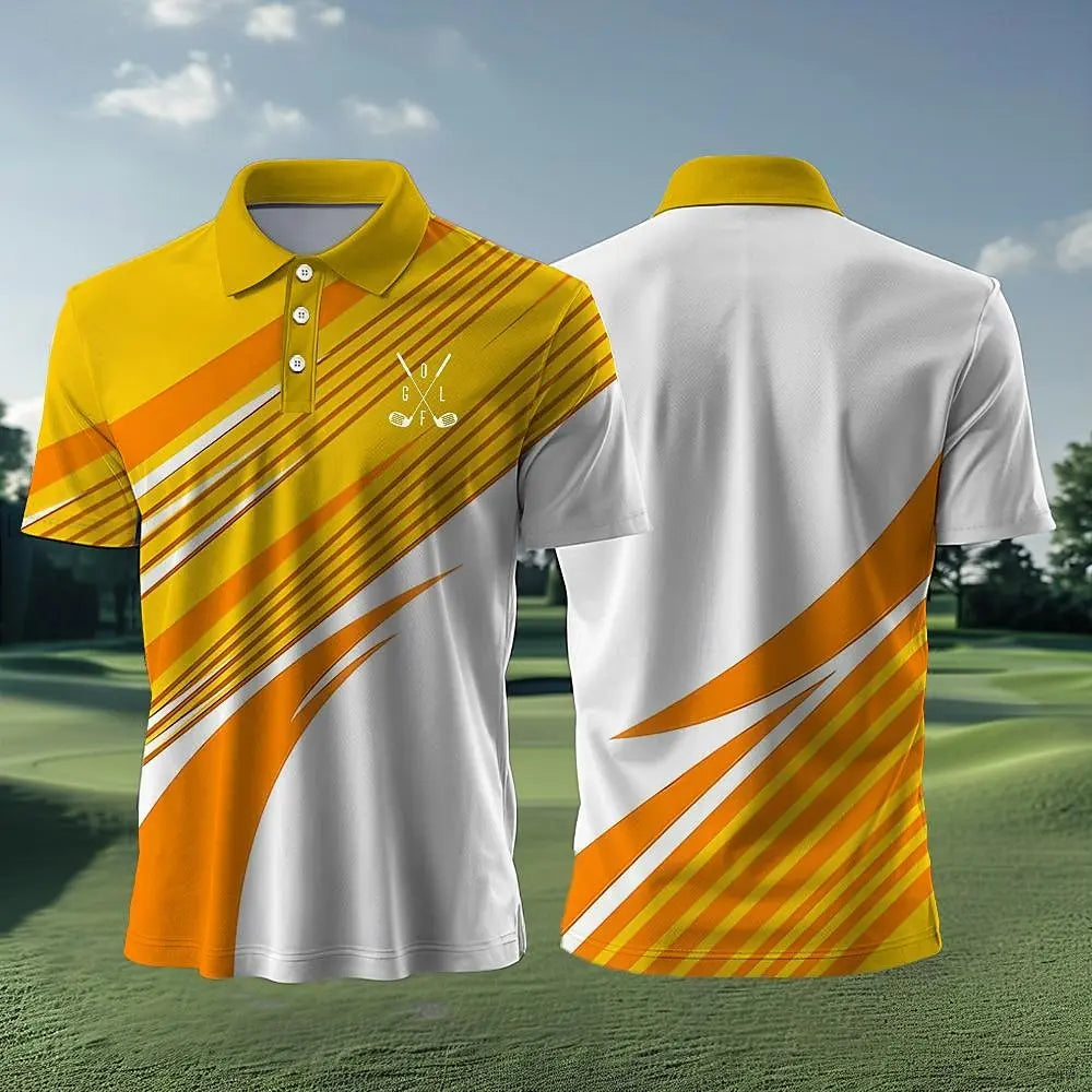 Outdoor Golf Wear Funny 3D Print Polo Shirt For Men Fashion Lapel Short Sleeve Tops Business Casual Loose Tees Summer Sportswear