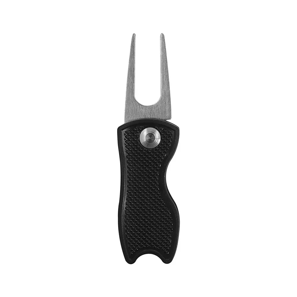 Golf Divot Repair Tool with Golf Ball Tool Pitch Groove Cleaner Putting Green Fork Training Aids Foldable Golf Accessories