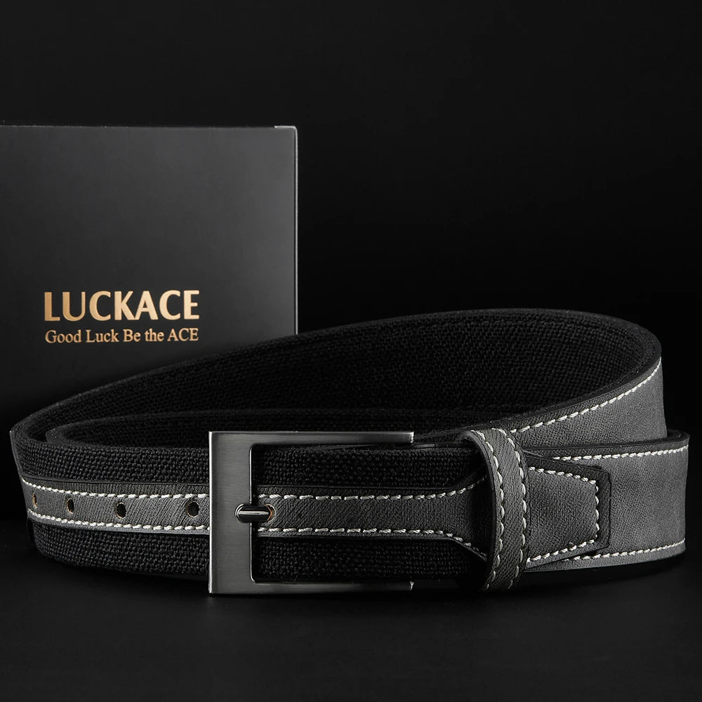 LUCKACE Design Stylish Canvas Mens Belt Pants Jeans Casual Belts Youth Casual Splicing Belts for Men Women