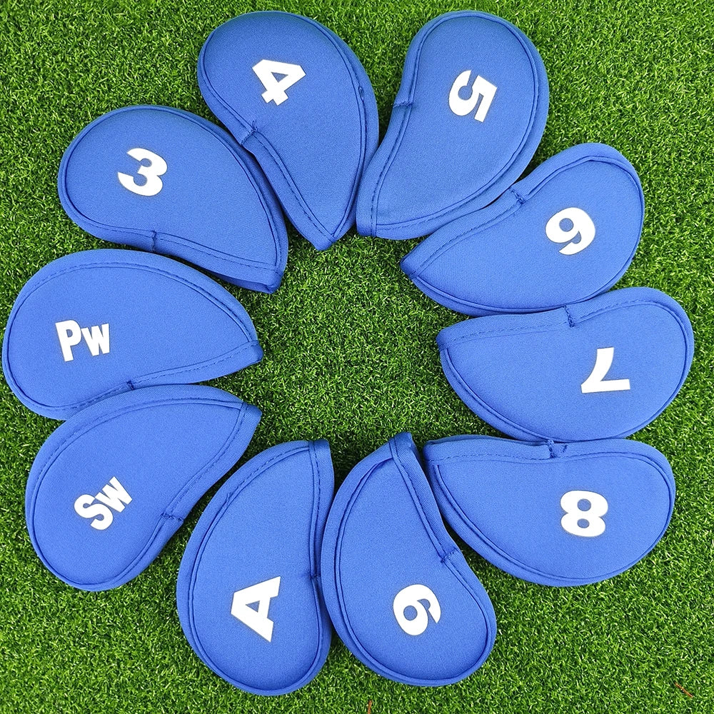 10pcs Golf Ironhead Club Covers - Durable Club protection Covers (black/red/blue) - Numbered Golf Accessories
