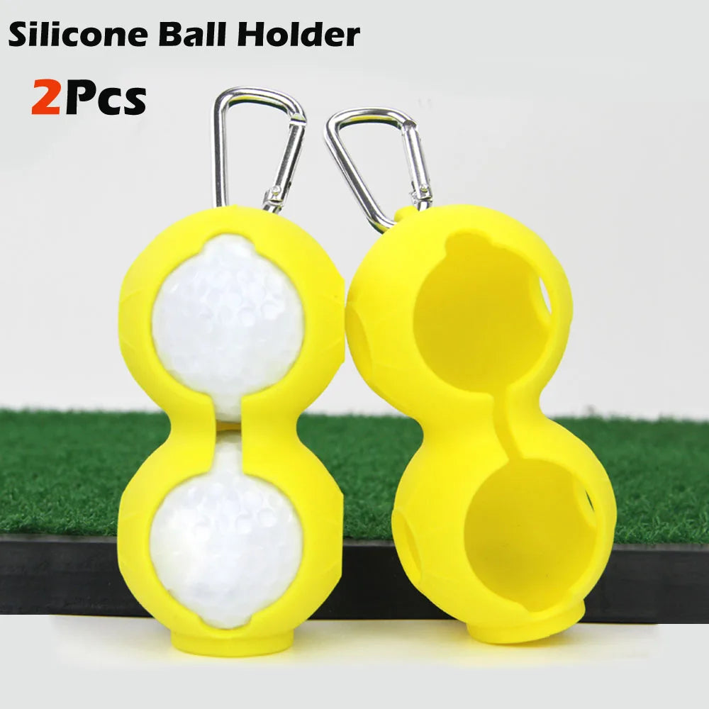 2Pcs Portable Mini Golf Ball Bag Protective Cover Soft Silicone Waist Holder Fall Resistant Keyring Golfing Accessories 2 Balls