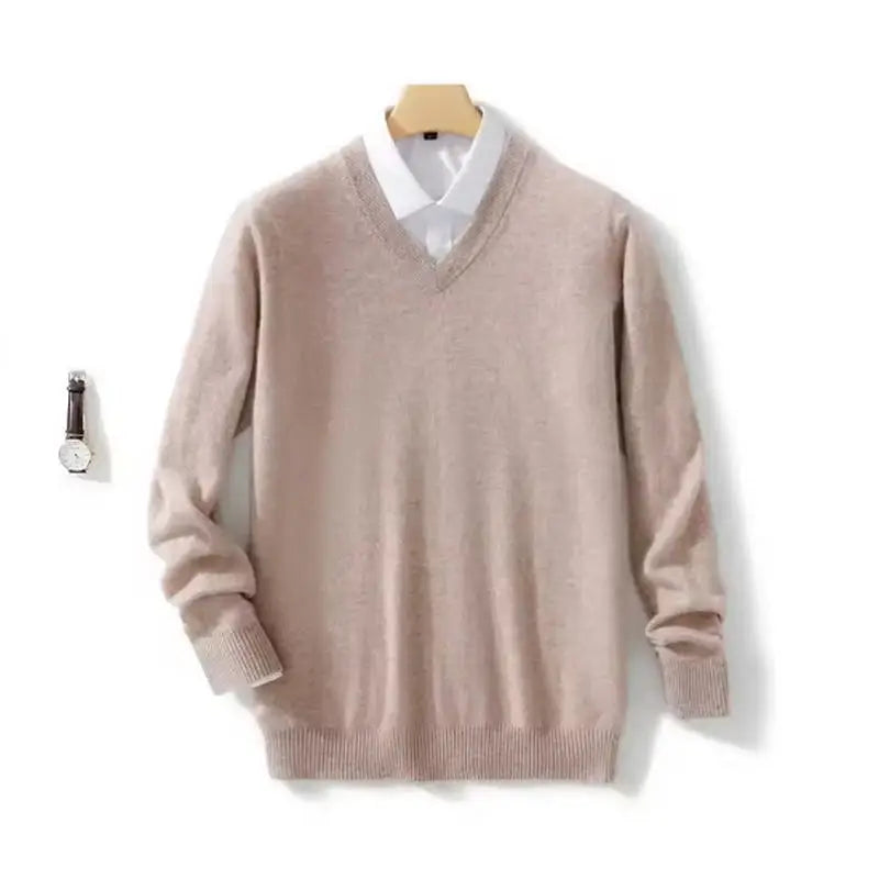 Fashion Men's Sweaters Casual Slim Fit Basic V Neck Knitted Sweater Pullover Male Autumn Winter Warm Knitwear Tops Mens Clothes