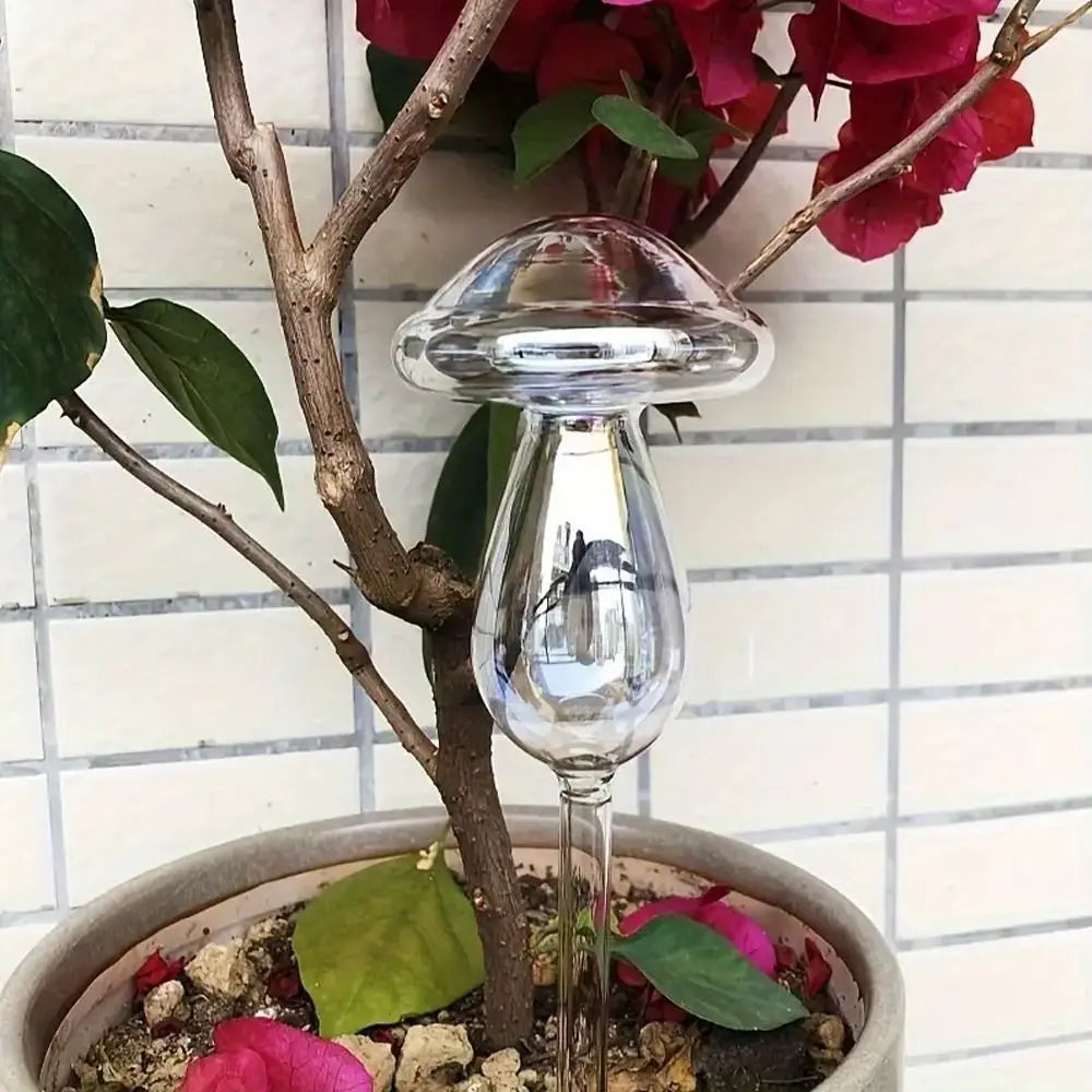 Mushroom Shape Plant Watering Glass Globes Glass Self Watering Mushroom Automatic Watering Device Rainbow