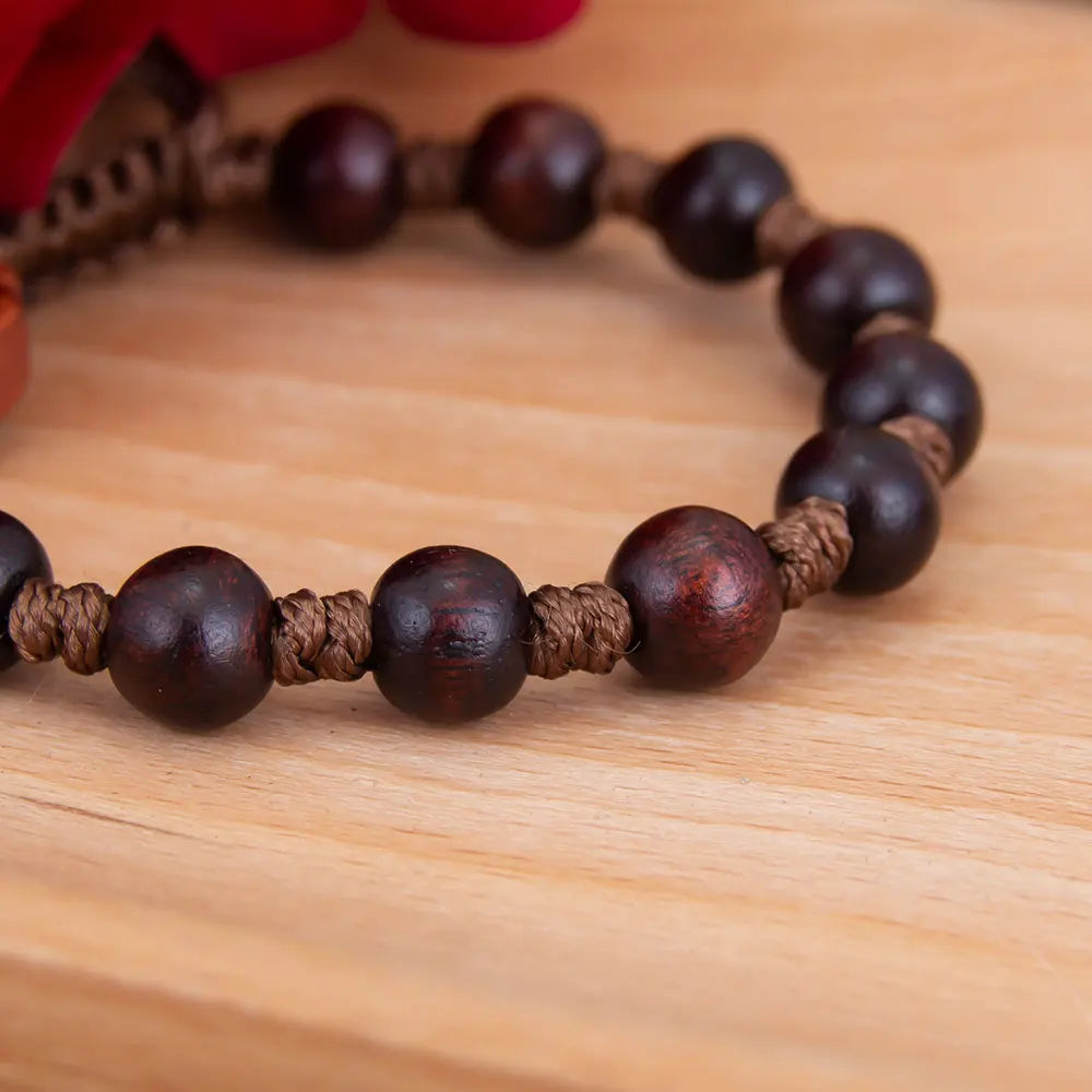 Wooden Rosary Bracelet with Jesus & Mary Medals Handcrafted Catholic Prayer Jewelry for Faith Devotion Religion Gift