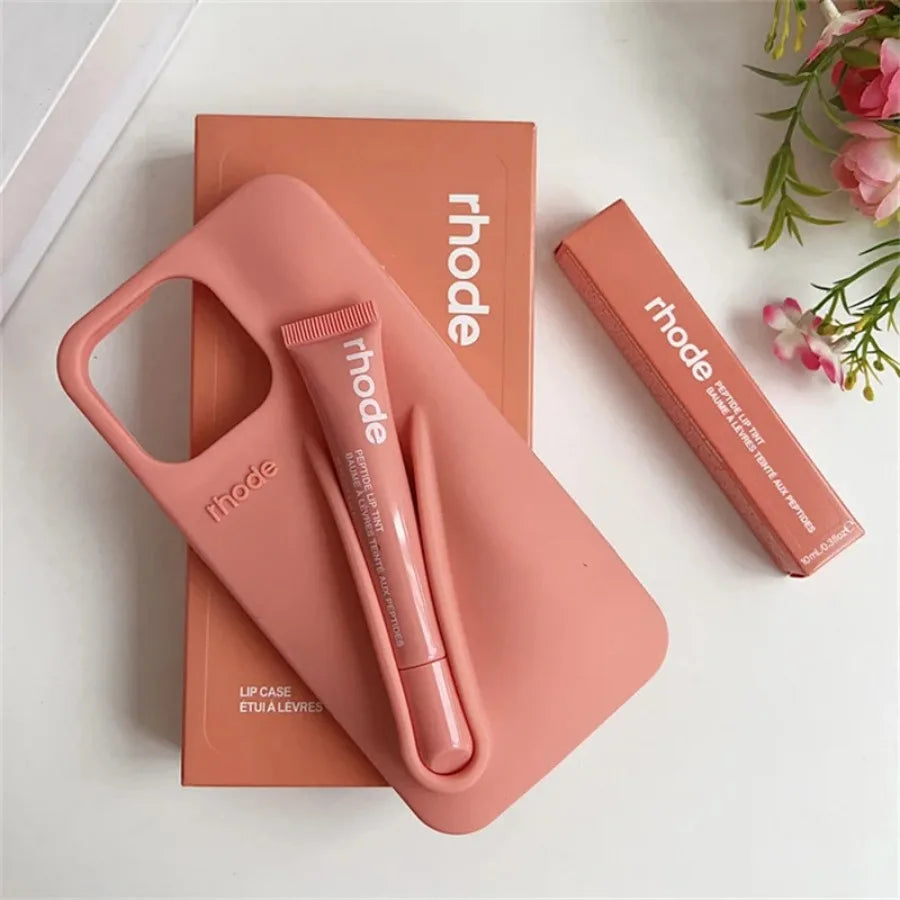 Lipgloss Lipstick Case For iPhone 15 14  13  Pro Max Soft Silicone Phone Cases Lip Balm Holder Shockproof Cover