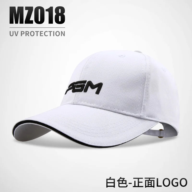 PGM Golf Caps Adjustable Hats Outdoor Sport Cycling Hiking Cap for Men Women Windproof Travel Cotton Cap Black White Hat MZ018
