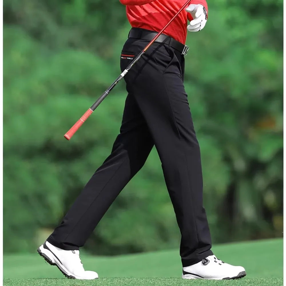 PGM Men Golf Pants Spring Autumn High Elastic Sports Wear-resistant Golf Tennis Trousers KUZ052 Slim Fit Soft Male Pants