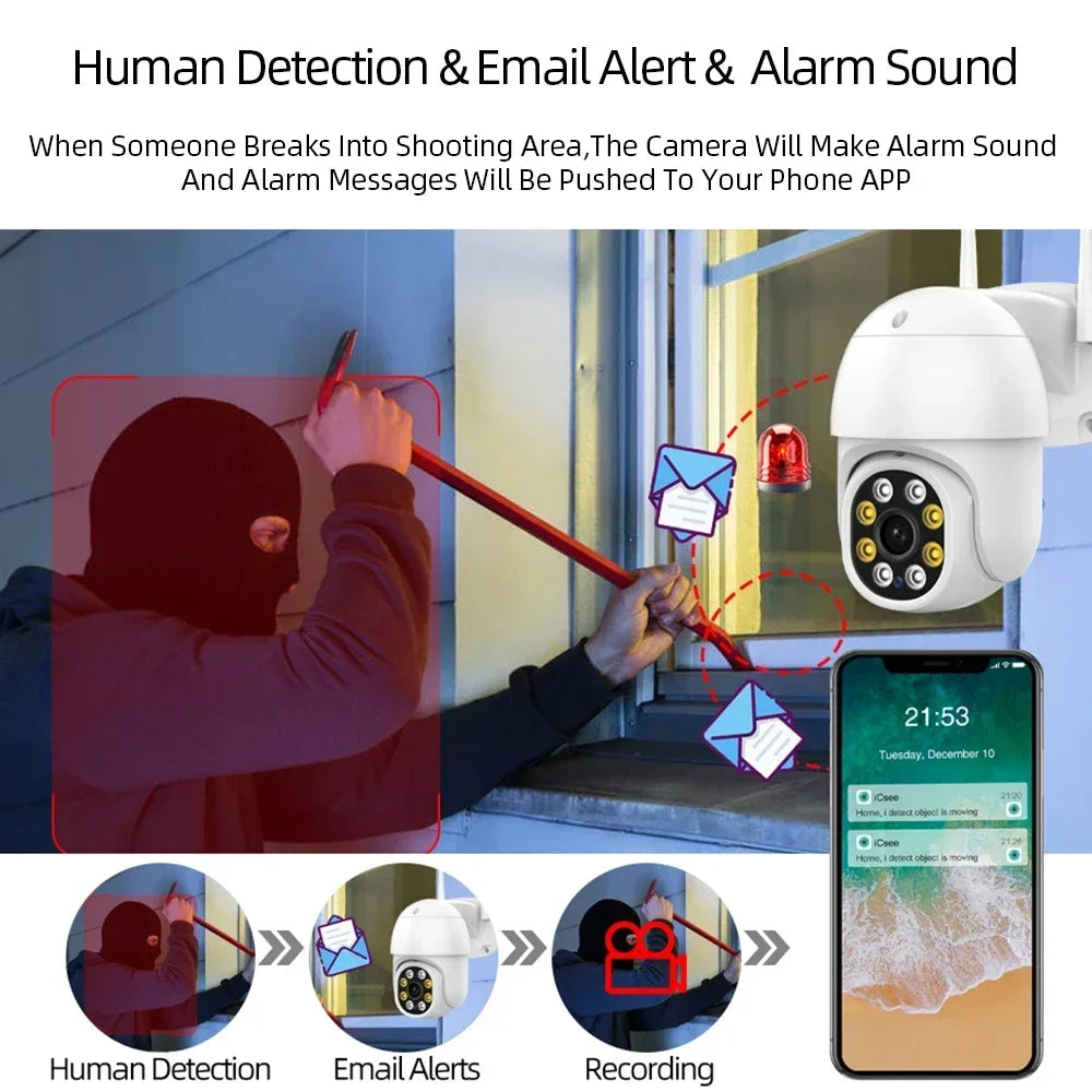 Smart Life 4K Full Color Night Vision IP PTZ Camera WiFi Tuya Wireless Security Surveillance Camera Auto Tracking CCTV Cam 8MP