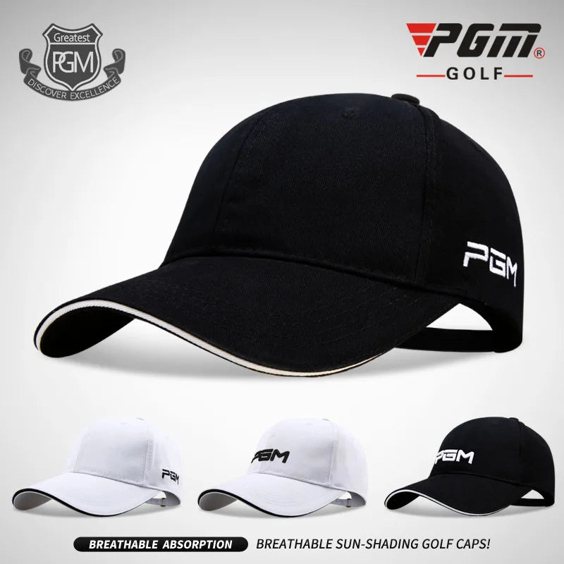 PGM Golf Caps Adjustable Hats Outdoor Sport Cycling Hiking Cap for Men Women Windproof Travel Cotton Cap Black White Hat MZ018