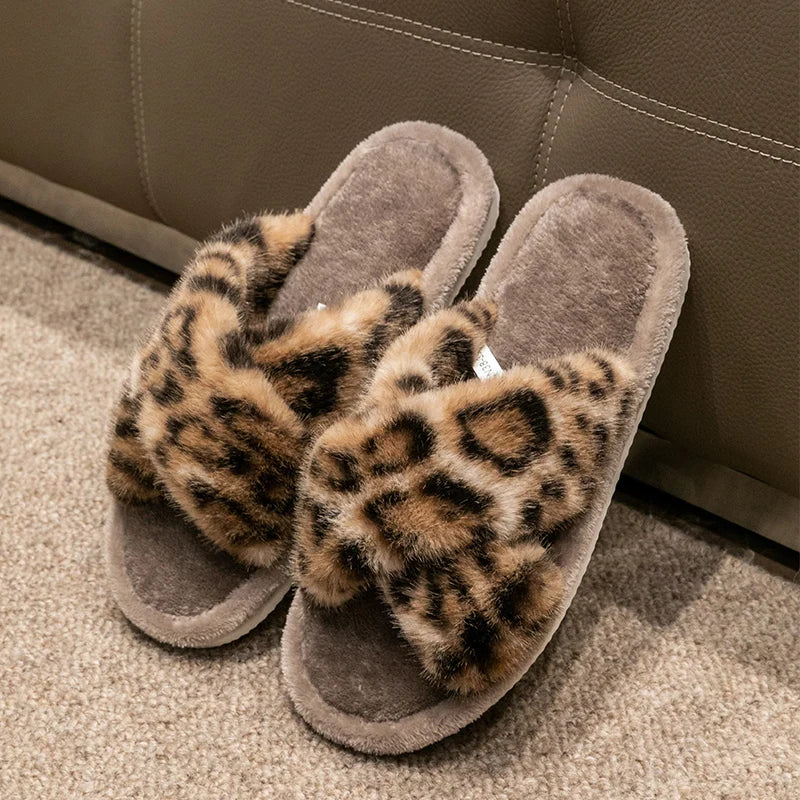 Men's Leopard Print Slide Slippers - Breathable Open-Toe House Shoes with Non-Slip Soft Sole, Comfortable Unisex Indoor/Outdoor