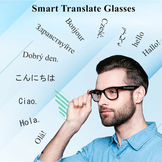 Smart Glasses AI Translator Translate Language Real Time Bluetooth Audio Call Listen Song Support Change Lenses Smart Sunglasses
