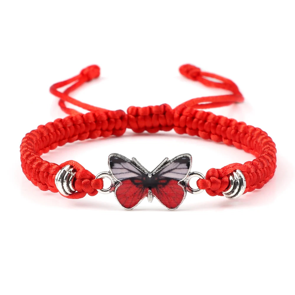 Red Butterfly Charm Bracelet Handmade Braided Rope Thread Fashion Adjustable Bracelets&Bangles Women Lucky Jewelry Friends Gift