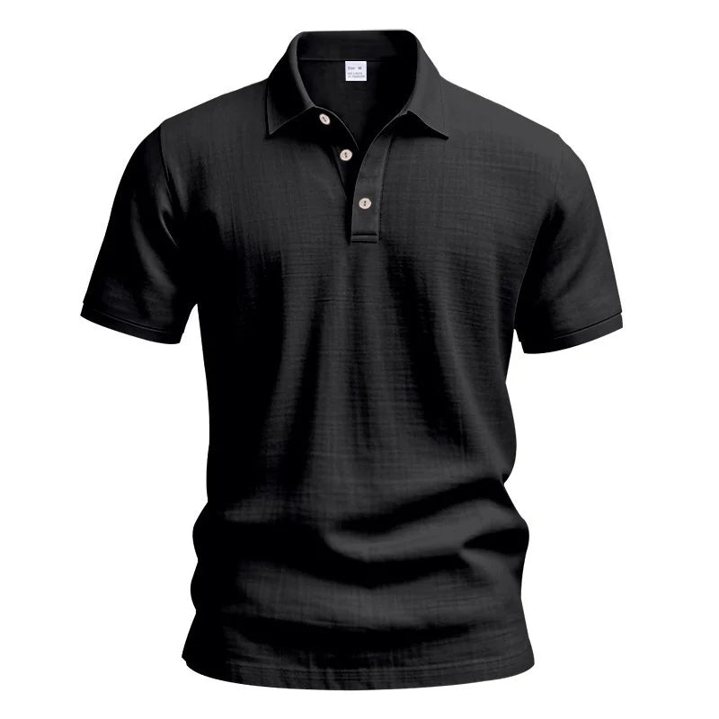 Daily Casual Short Sleeve Linen Polo Shirt Mens Fashion Buttoned turn-down collar Tops Men Spring Summer Breathable Polo Shirt