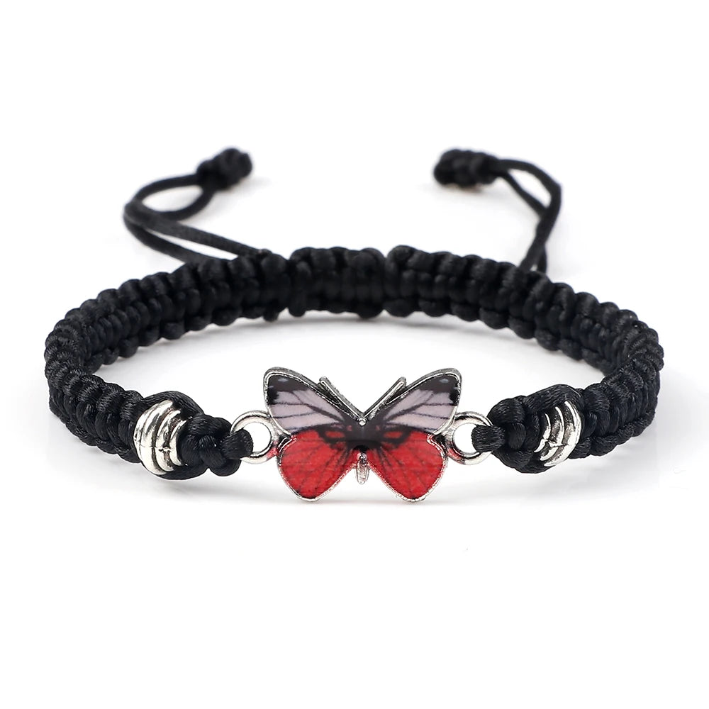 Red Butterfly Charm Bracelet Handmade Braided Rope Thread Fashion Adjustable Bracelets&Bangles Women Lucky Jewelry Friends Gift