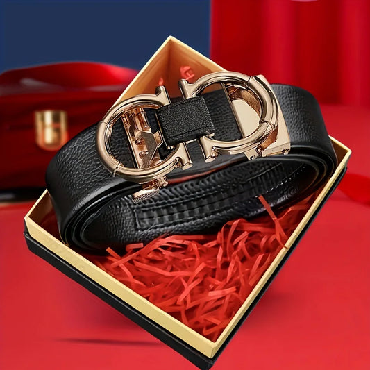 Men's Business Belt Black Casual Alligator Alloy Automatic Buckle Suit Pants Belt Men's Designer Belt