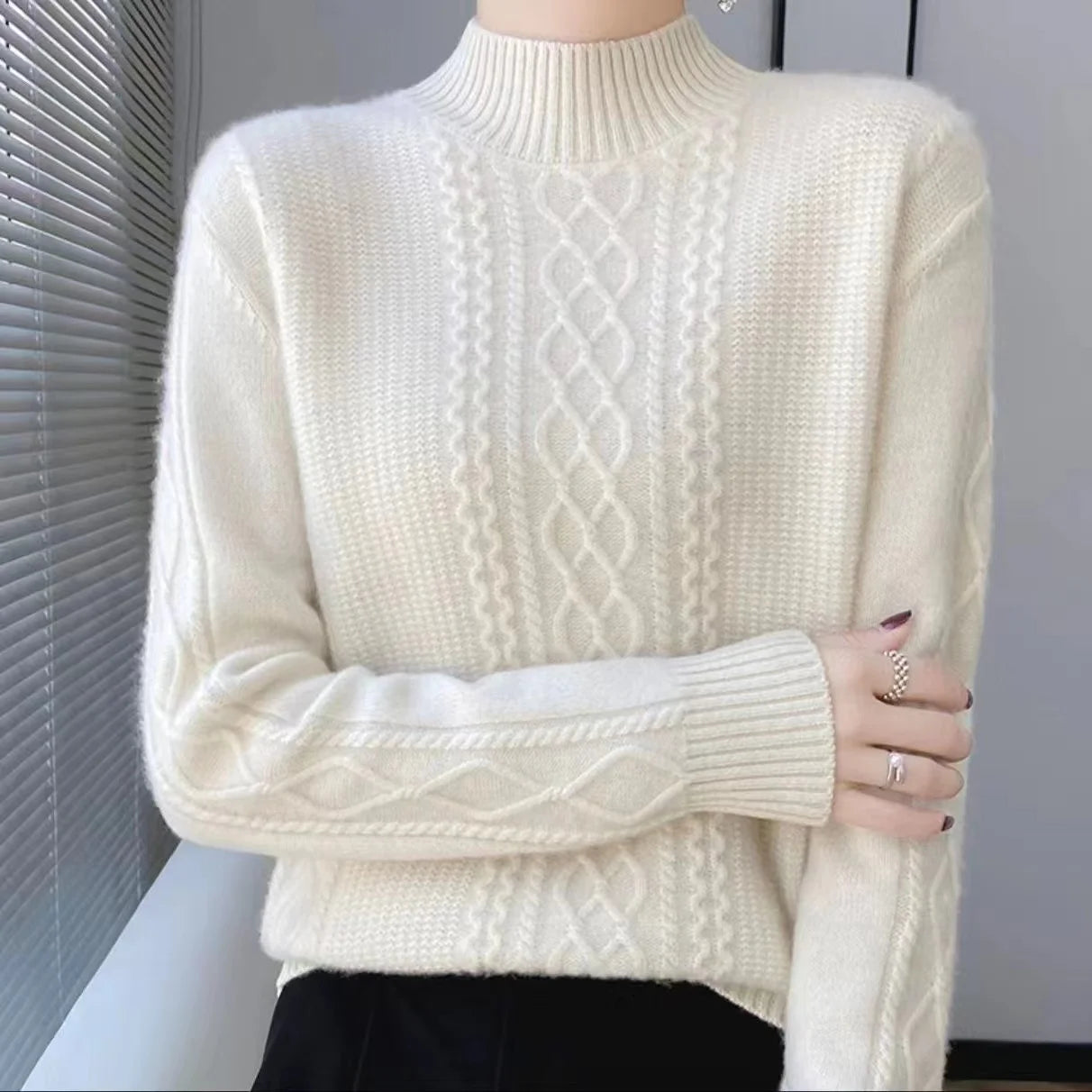 Women's Half High Collar Pullover Sweater