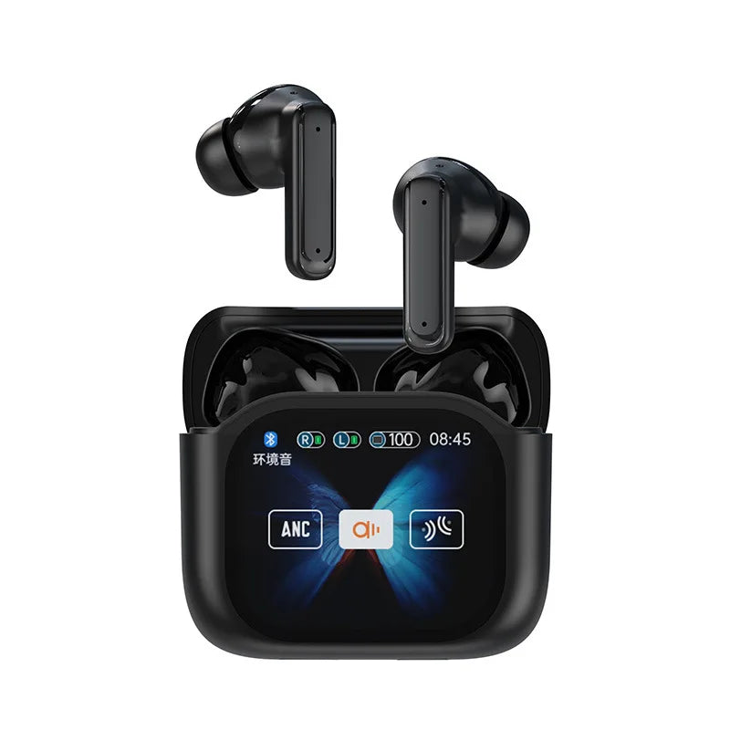Translator Headphones 144 Languages Translation Wireless Bluetooth 5.4 Earbuds Touch Screen Noise Cancelling Business Headset