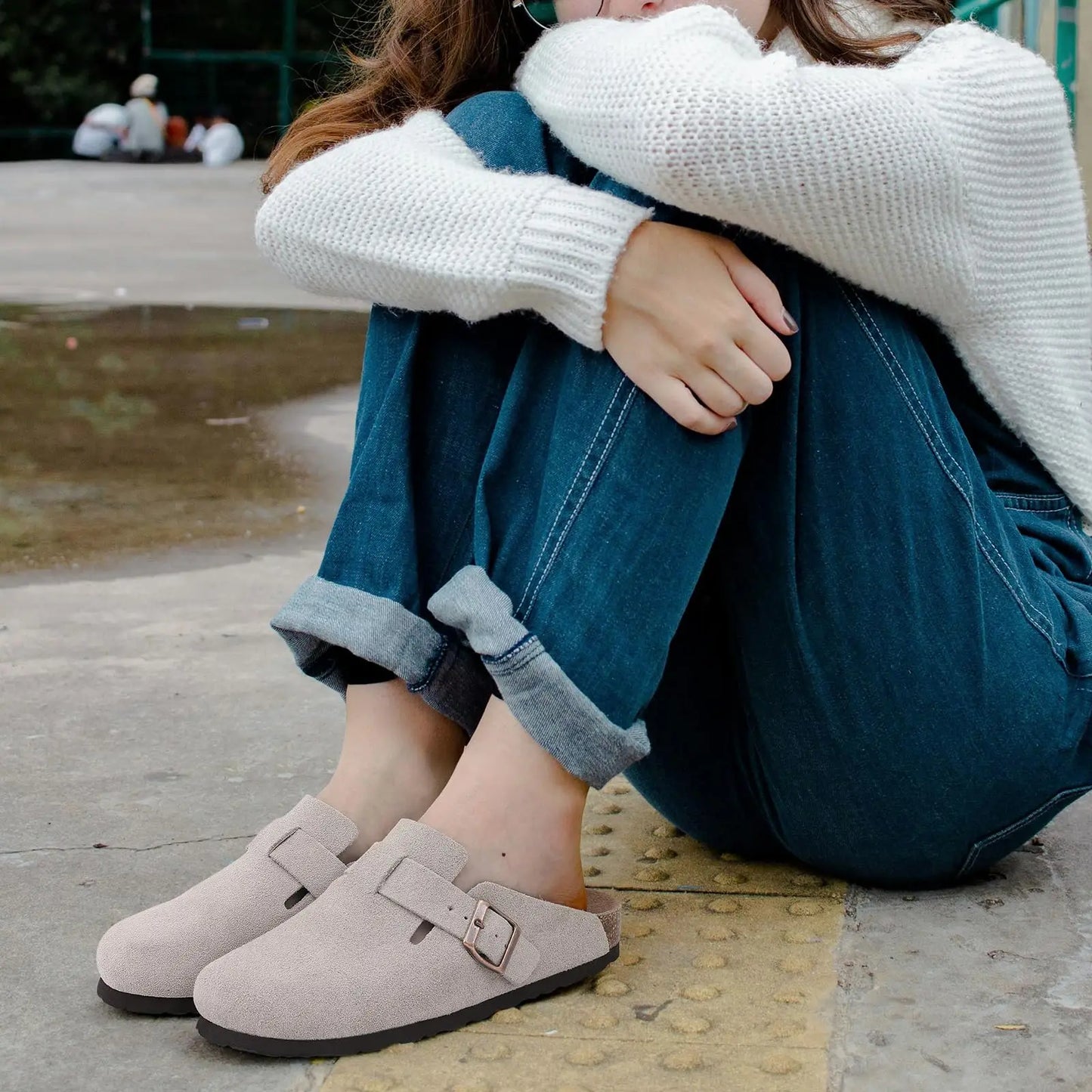 Asgard Women Men Suede Leather Clogs Slippers Fashion Unisex Cork Footbed Sandals Outdoor Antiskid Mules Shoes with Arch Support