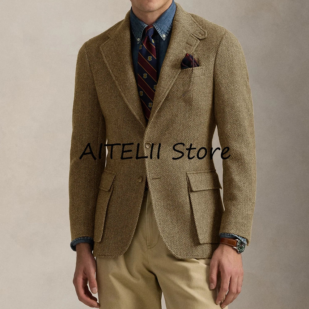 Versatile New Jackets Man Winter Men's Herringbone Jacket Male Winter Coat Lapel Casual Mens Coats Men's Autumn Clothes Mantel
